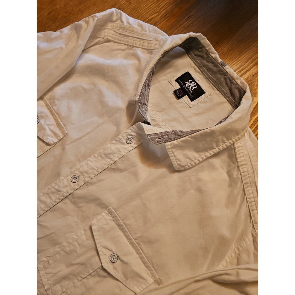 Rock & Republic Shirt Mens 3XL Button Down White Easy-Care Fabric Lightweight